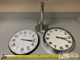 2 Clocks and Paper Towel Holder