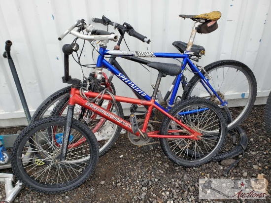 Diamondback, Specialized, and one other bike