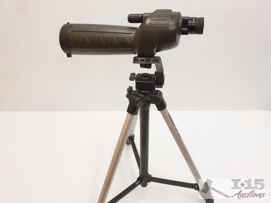 Nikon Spoting Scope with Case and Velbon CX 300 Tripod