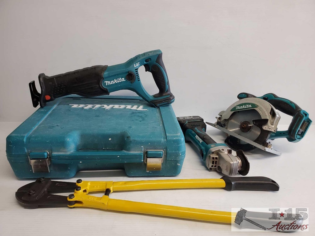 3 Makita Power Tools, Matika Tool Box with Nails and Bits and a 600mm  Workforce Bolt Cutters | Heavy Construction Equipment Light Equipment &  Support Tools | Online Auctions | Proxibid