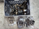 3 Carburetors and Tote of Pistons