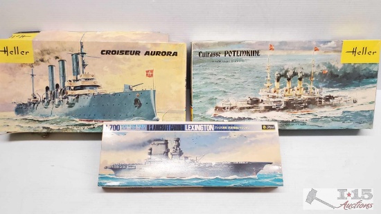Three Ship Model Kits - Heller and Fujimi