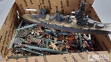 Box of Painted Superfine Metal Casings and a Plastic Military Ship