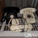 2 Rotary Dial Phones and 1 Wall Hanging Phone