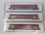 Three Marklin Mini-Club Z-Scale Double Decker Passenger Train Cars