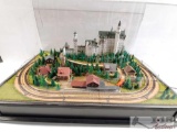 Z Scale Model Train Layout in Display Case and Controls