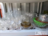 Shelf of Assorted Glassware