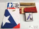 Two Ties, Bow Tie and Cummerbund Set, Shaving Set, and Two Chile T Shirts