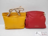 2 Leather Michael Kors Purses- One Sun and One Chili Colored