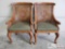 2 Wood Carved Chairs w/ Wicker Back