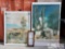 Two Large Canvas Wall Art Pieces w/ Framed Art Descriptions