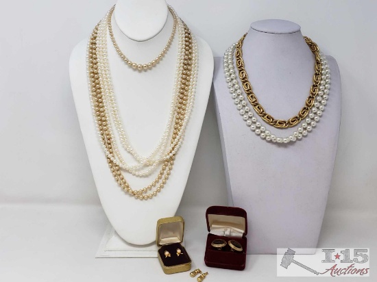 Assorted Costume Necklaces, Pair of Earrings, Cufflinks and Pendants