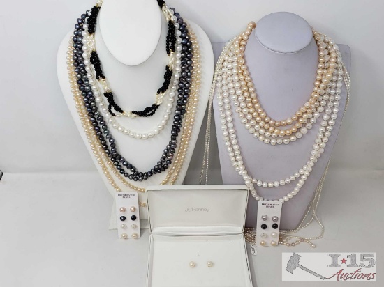 Assorted Pearl Necklaces and Earrings