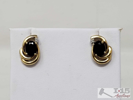 Pair of 14k Gold Diamond Earrings 3.6g