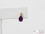 10k Gold Diamond Amethyst Earring,1.0