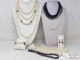 Assorted Pearl Necklaces, Pearl Earrings, Pearl Bracelet