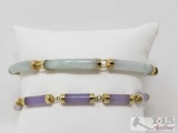 2 14k Gold Jade Bracelets 16.9g