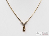 14K Gold Diamond Necklace, 6.9g
