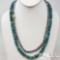 Turquoise Necklace With Sterling Silver Clasp and Sterling Silver Beaded Accents, and A Beaded