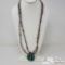 Old Pawn Beaded Necklace with Turquoise Pendent