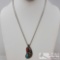 Sterling Silver Necklace with Coral and Turquoise Pendent.