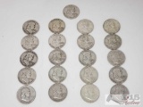 21 1951-1963 Franklin Silver Half Dollars, Weighs Approx 262.2g