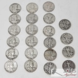 Walking Liberty Silver Half Dollars, and Franklin Silver Half Dollars Weighs Approx 272.2g