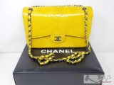 RARE NEVER CARRIED Authentic Chanel Genuine Python JUMBO Classic Double Flap Bag w Box & 11,000 Tag