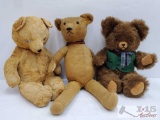 3 Vintage Stuffed Teddy Bears