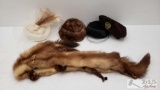 Various Styled Hats, and Mink Scarf