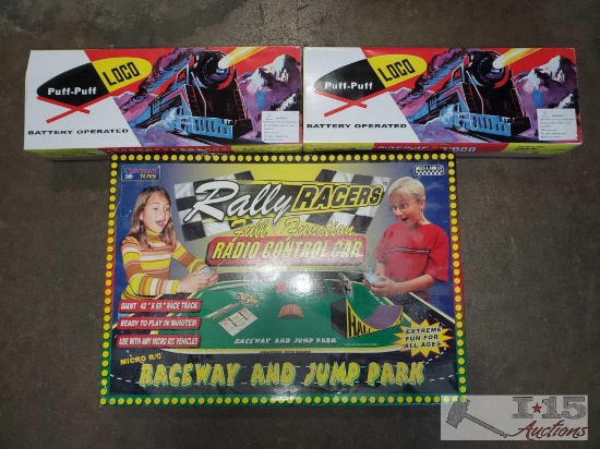 Raceway and Jump Park, 2 Battery Operated Toy Train