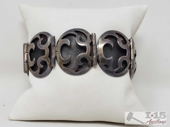 .925 Sterling Silver Bracelet, Weighs Approx 35g