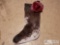 Cow Hide Stocking With Louis Vuitton Trim With Leather Rose
