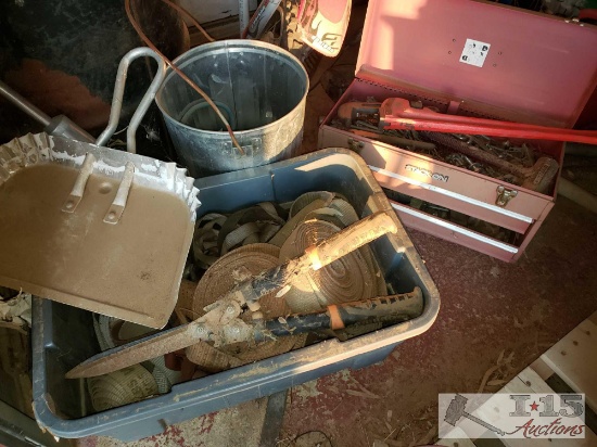 Stack-on Tool Box, Hedge Trimmers, Pipe Wrench, and More