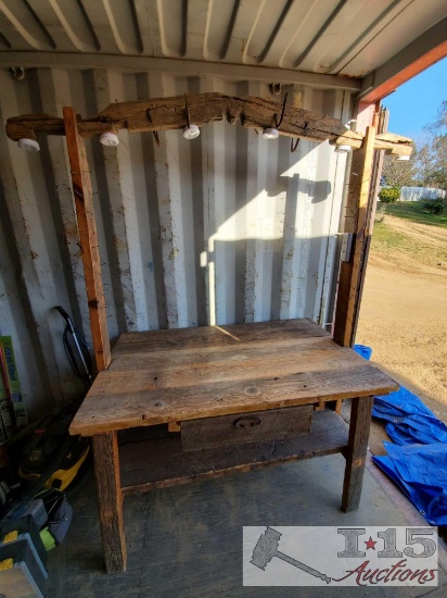 Wooden Table with Display Upright with Lights