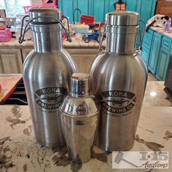 2 Kona Tin Growlers and Tin Mixer
