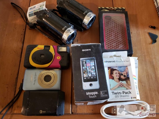 2 JVC Video Cameras, Sony Bloggie Touch, Cameras and More