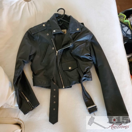 Black Chia Leather Moto Jacket