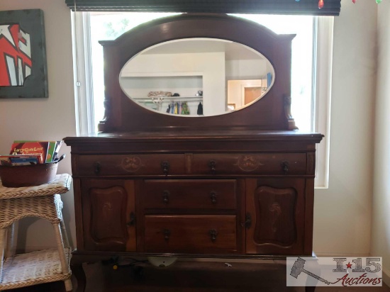 Wooden Dresser With Mirror