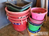 4 19 Gallon Storage Buckets and 8 Smaller Buckets