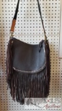 Rowdy Rose Leather Fringe Purse With Tooled Leather Strap