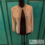 Breathtaking Vintage Cashmere Sweater Complete with Crystals and Pearls