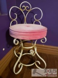 Vintage Stool with Pink Cushion