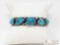 Very Rare Vintage Native American Navajo Carved Turquoise Sterling Silver Bracelet