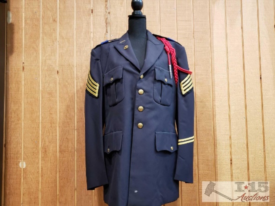 Military Uniform Jacket with Marion Military Institute Pins and Red Aiguillette