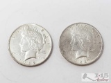 2 1922 Silver Peace Dollars- Philadelphia