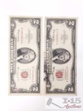 2 Series of 1963 And 1963 A Red Seal 2 Dollar Bills