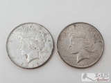 Two 1922 Silver Peace Dollars - Philadelphia Mint