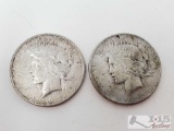 Two 1923 Silver Peace Dollars - San Francisco Mint
