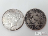 Two 1922 Silver Peace Dollars - San Francisco Mint